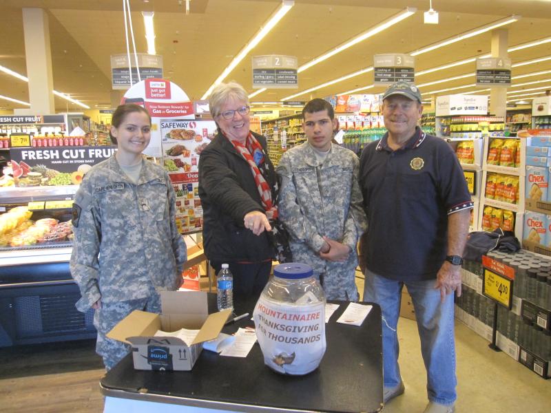 Volunteers inside Safeway included (l-r) Savannah Smith, JROTC; Unit 17 President Murt Foos; Isaac Evans, JROTC; and Post Service Officer Bert Long. SUBMITTED PHOTOS